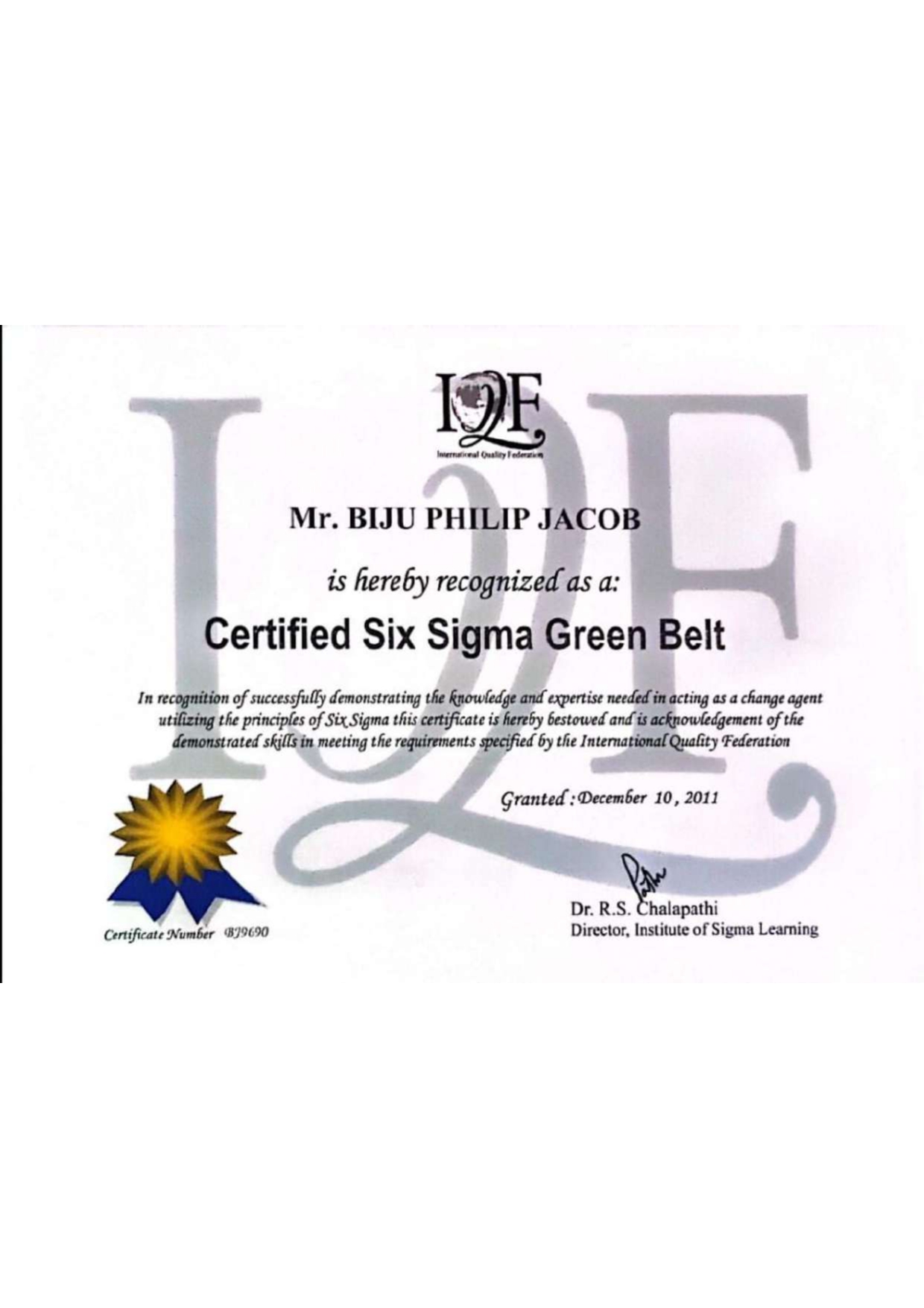 Six Sigma Professional (IQF)